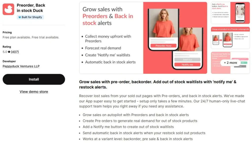 8. Preorder, Back in stock Duck