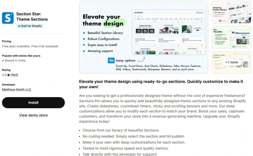 8. Section Star Theme Sections