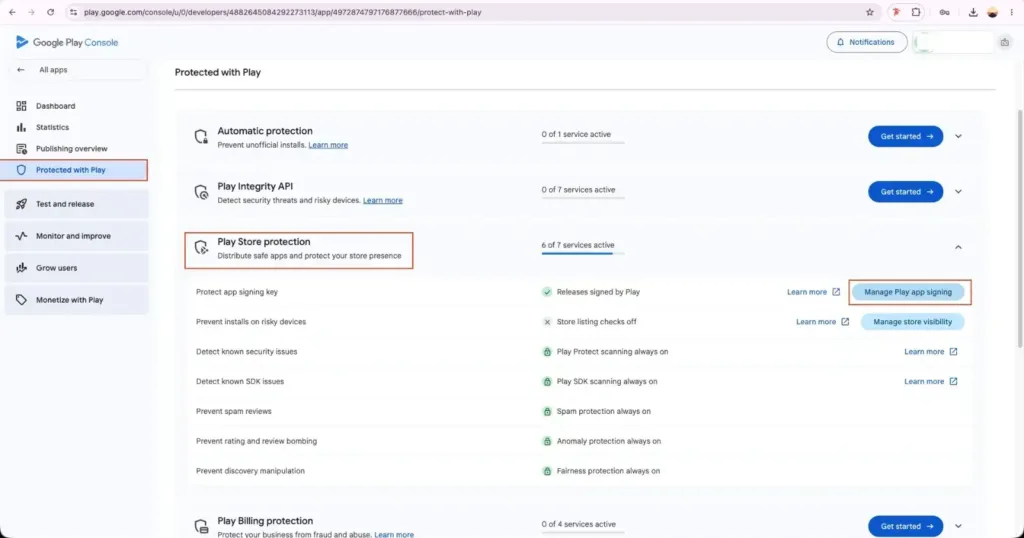 → Manage Play App Signing