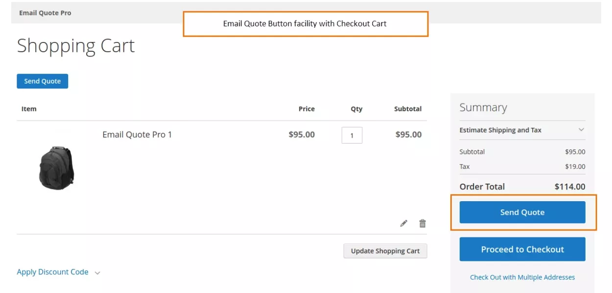 1.1.1 Email Quote Button facility with Checkout Cart