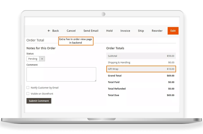 Display Extra Fee on Order View Page