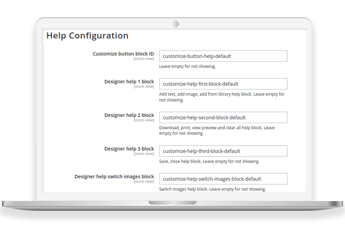 Provide help messages to customers to design the product