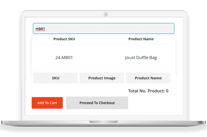 Search Products by SKU / Name & Add to Cart