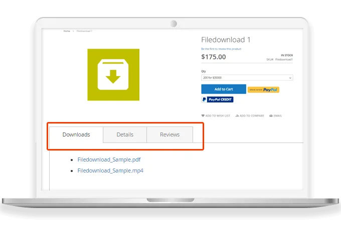 Separate Tab on Product Pages for Uploaded Files