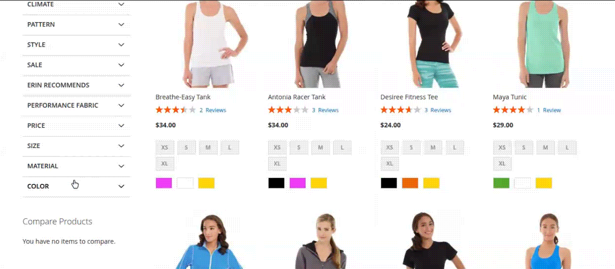 AJAX Layered Navigation - GIF- Real-time Product Filtering