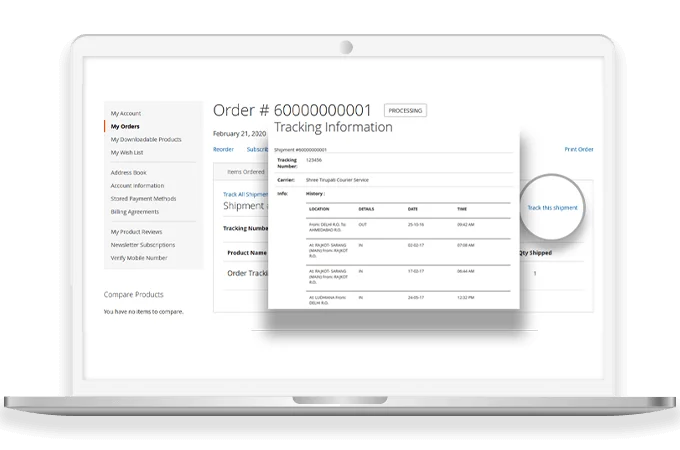 Order Tracking Information on the Same Page