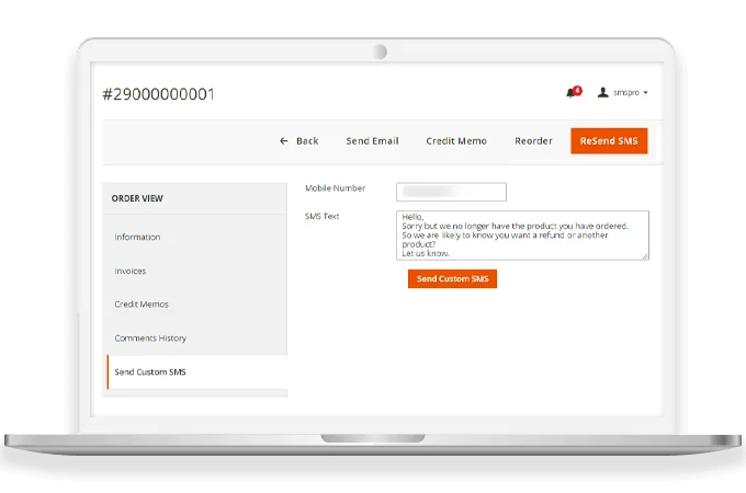 Send Custom Order Comments to Customers by SMS