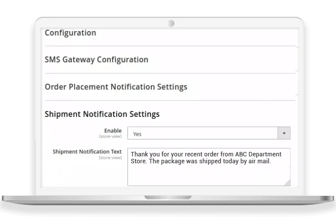 Send Order placement & Order Shipment Notifications