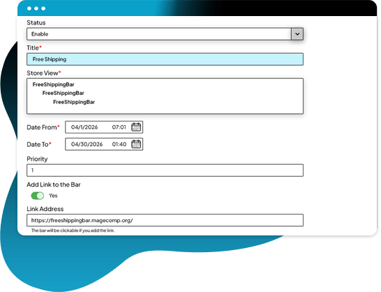 Set Date & Time to Display Free Shipping Bar