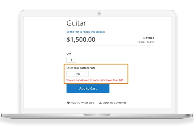 Validation for Invalid Price