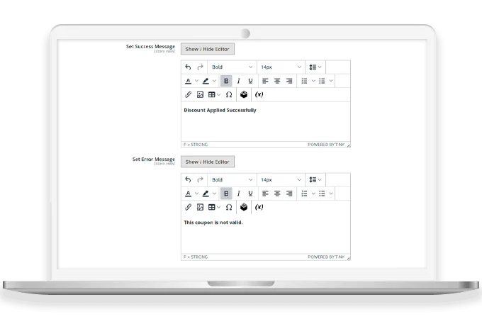 WYSIWYG Editor to Set Custom Messages