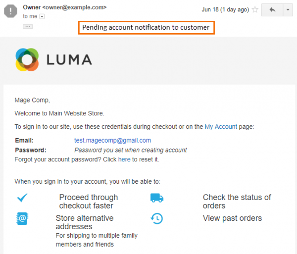 Pending Account Email Notification Support Portal for Magento