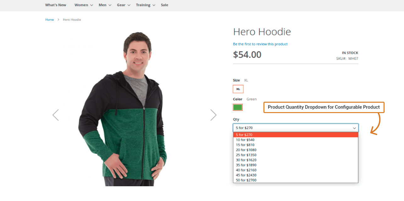Product Quantity Dropdown for Configurable Product