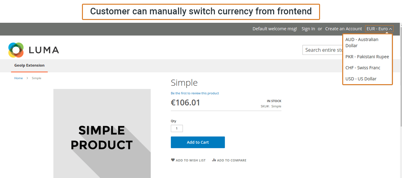 Manual currency switcher