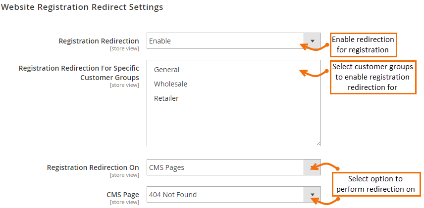 website-registration-redirection-settings