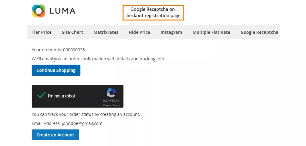 google recaptcha on checkout registration page