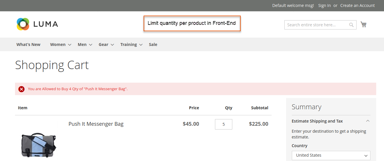3.Limit quantity per product in Front-End