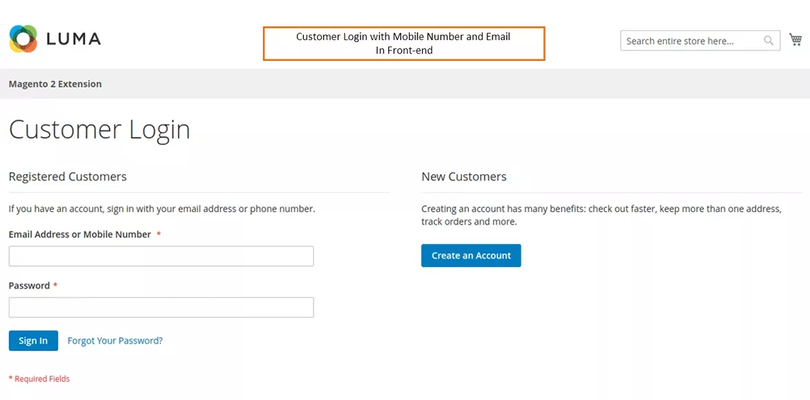 Customer Login With Mobile Number and Email Id in Frontend