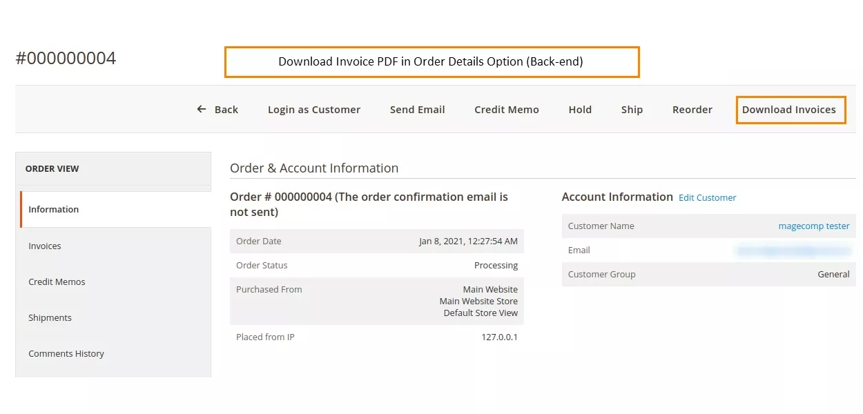 Download Invoice PDF Extension Backend
