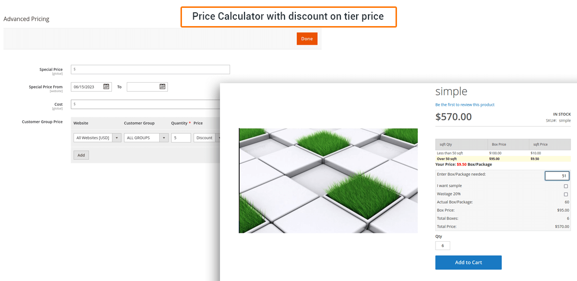 Price Calculator with discount on tier price