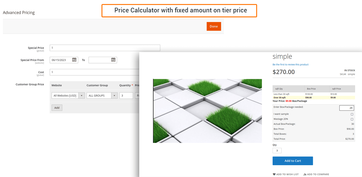 Price Calculator with fixed amount on tier price