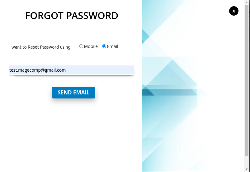 forgot password using email