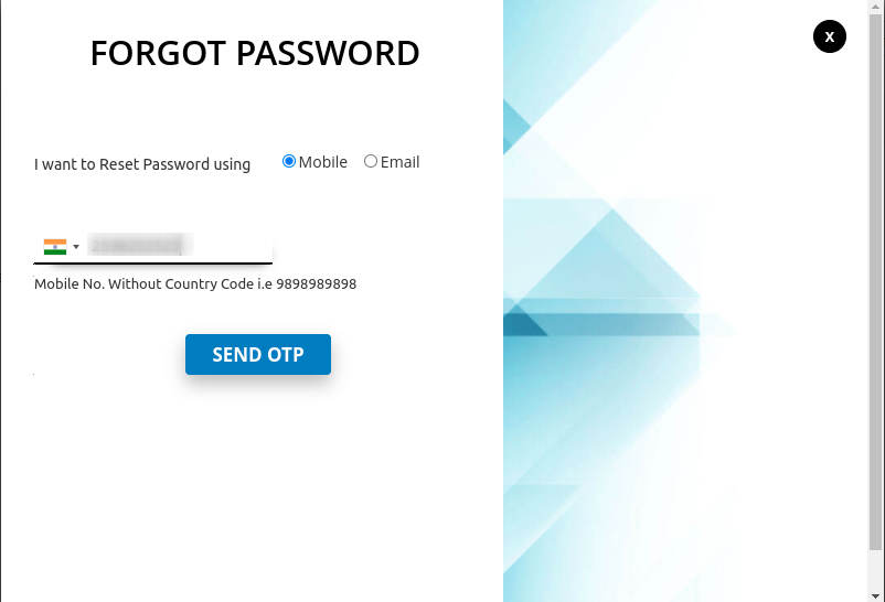 forgot password using mobile
