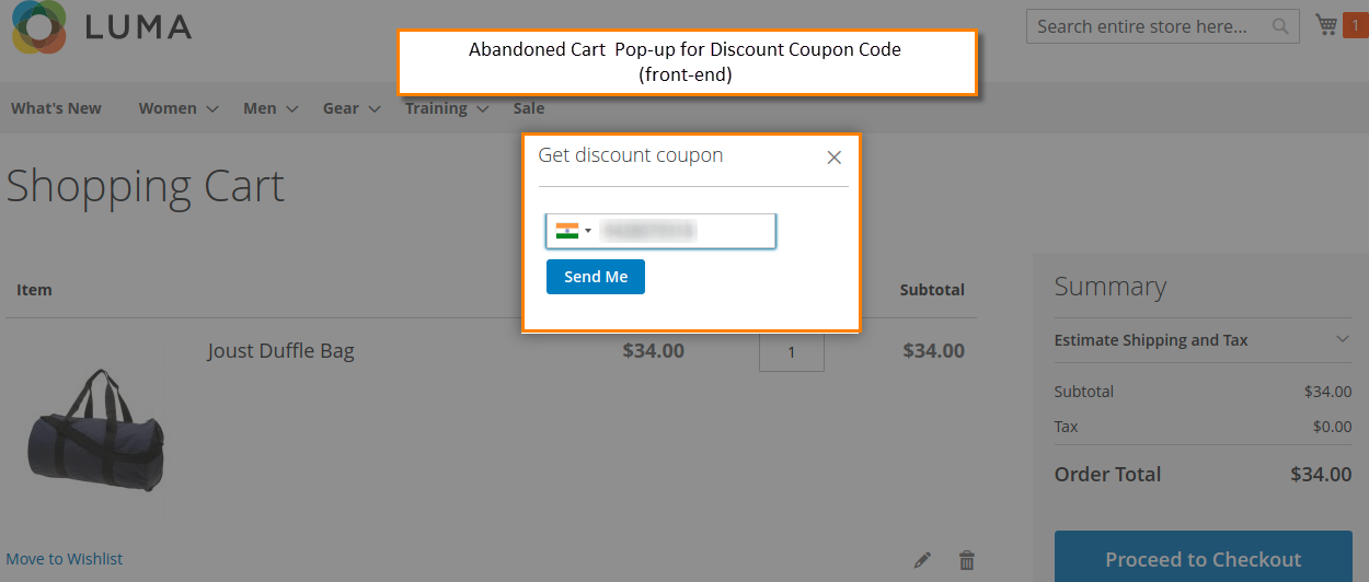Frontend display of Abandoned Cart (Popup for Discount Coupon Code)