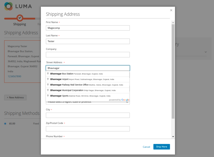 Add New Shipping Address on Checkout Page