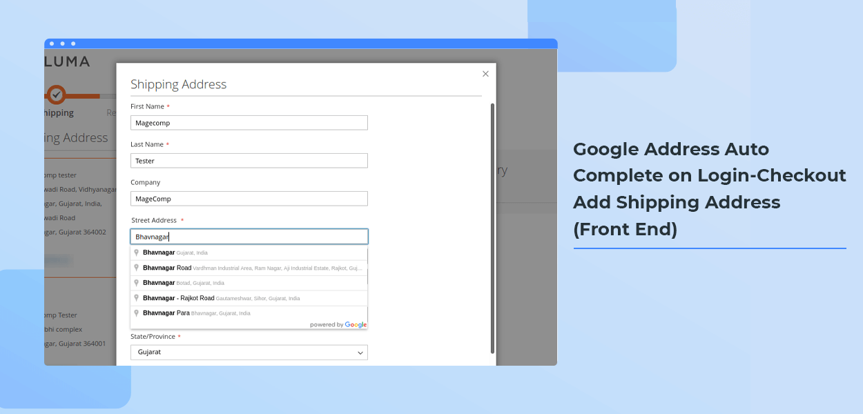 Google Address Lookup on Login-Checkout Add Shipping Address (Front End)