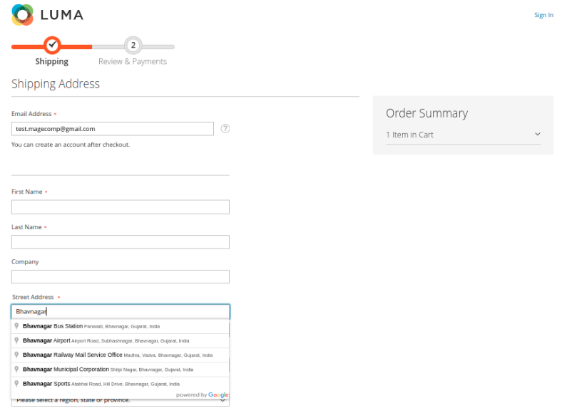 Guest User Checkout Shipping Address