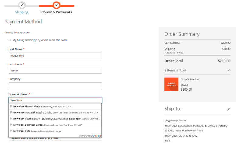 Payment Step for Change Billing Address
