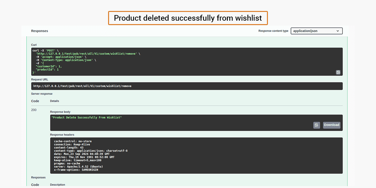Product deleted successfully from wishlist