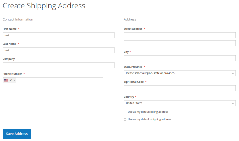 multishipping create address