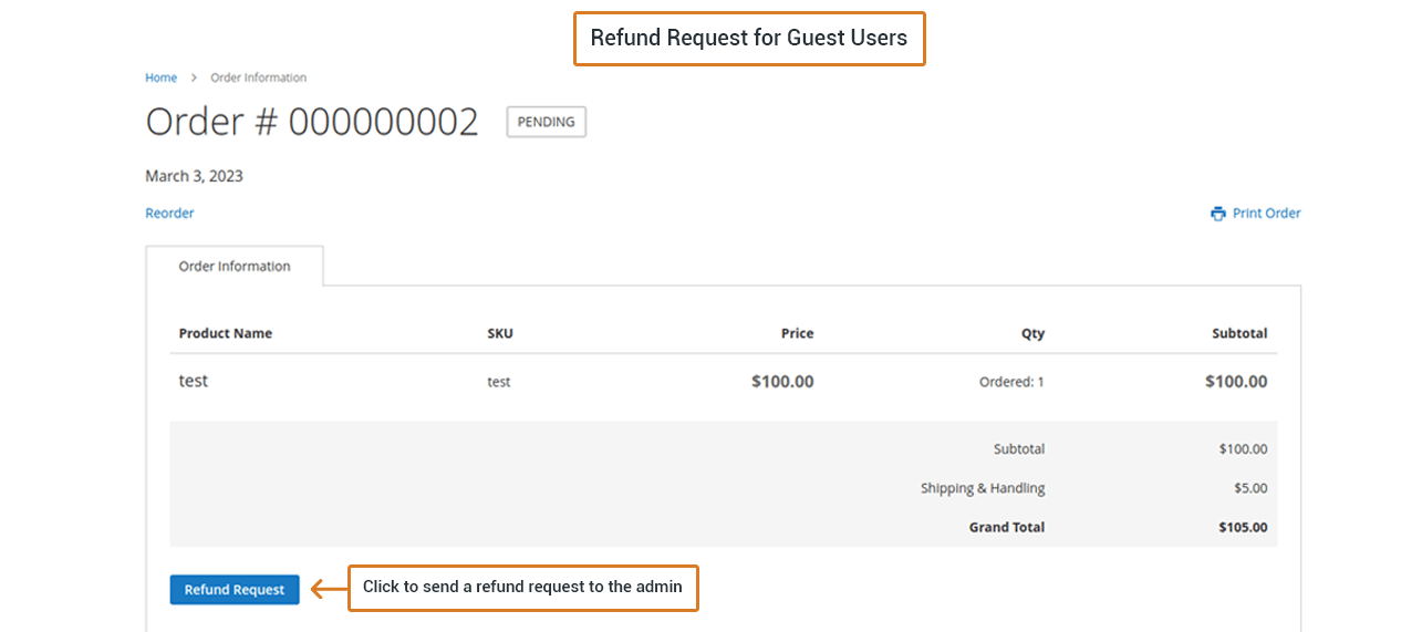 Refund Request for Guest Users
