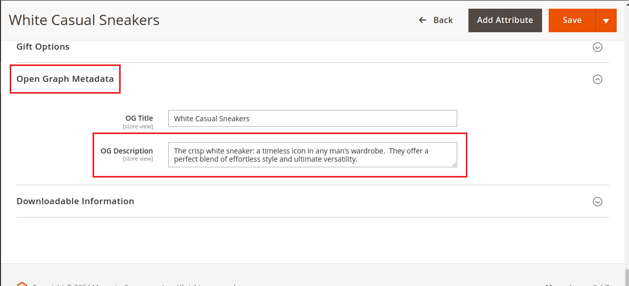 OG description from content for product