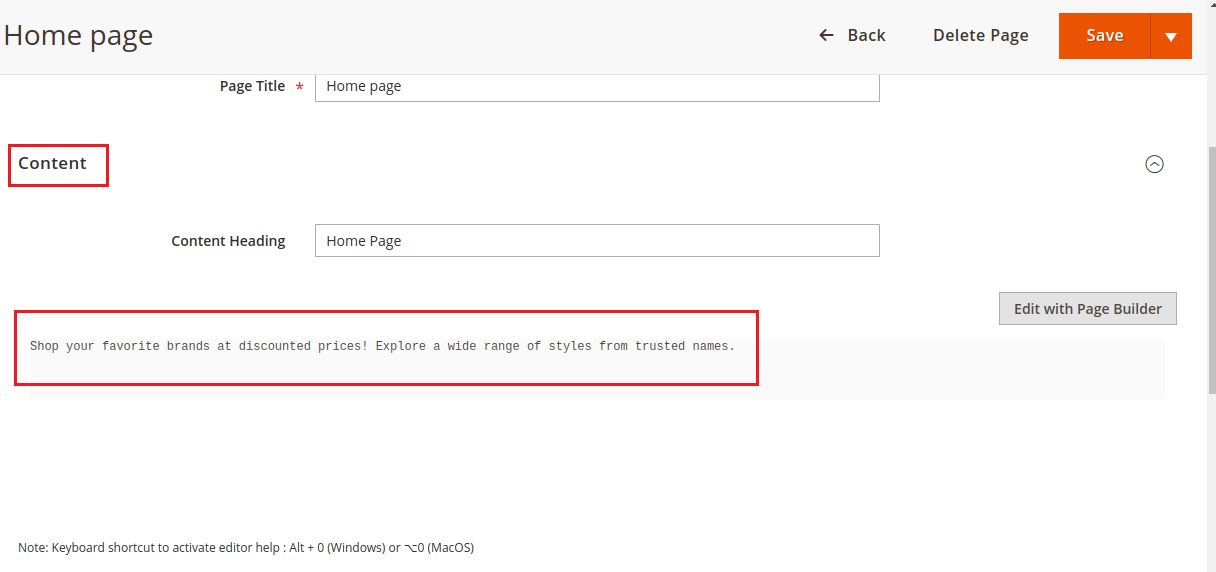 cms page content