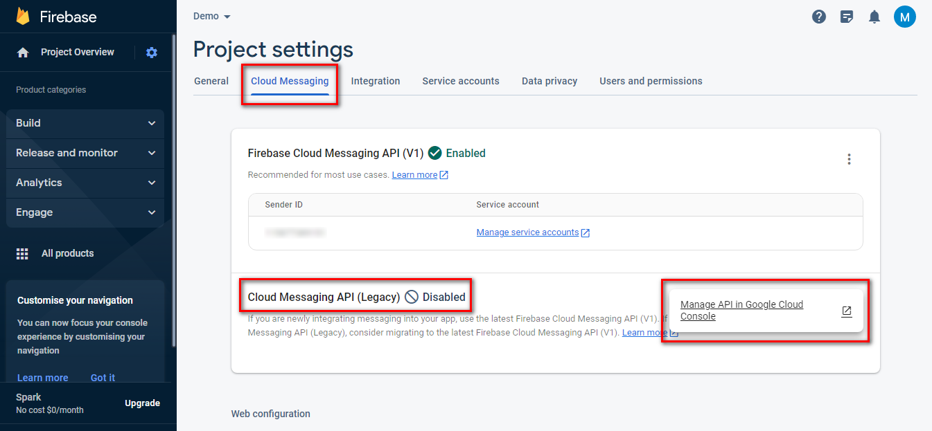 Manage API in Google Cloud Console