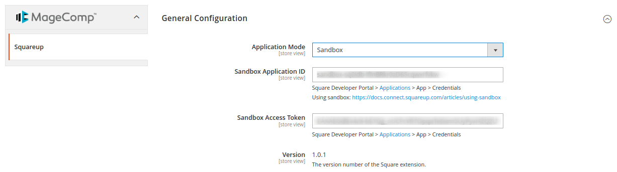 General Configuration Sandbox Mode
