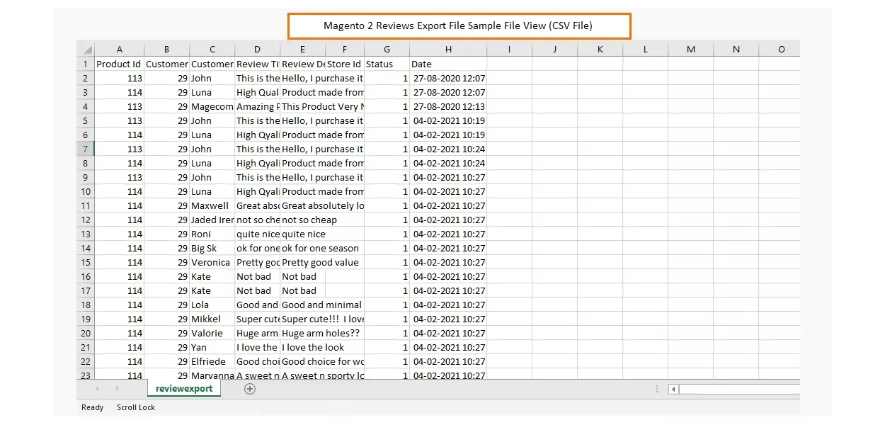 review export CSV file