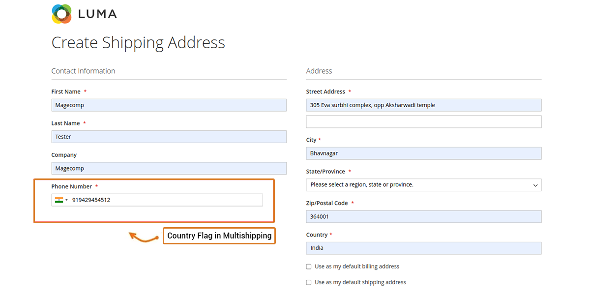 Country Flag in Multishipping