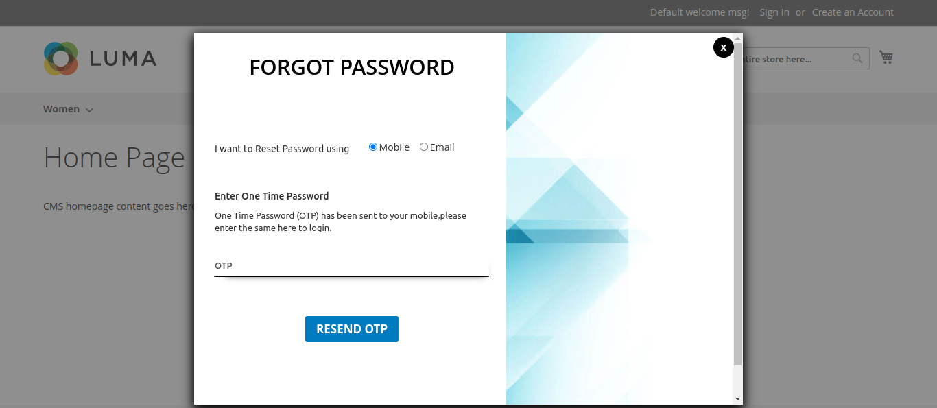 Resend OTP option for forgot password