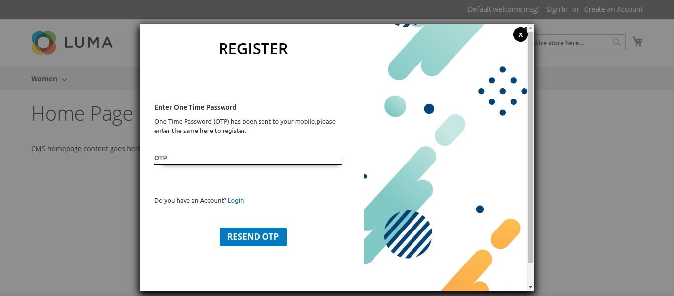 Resend OTP option for registration