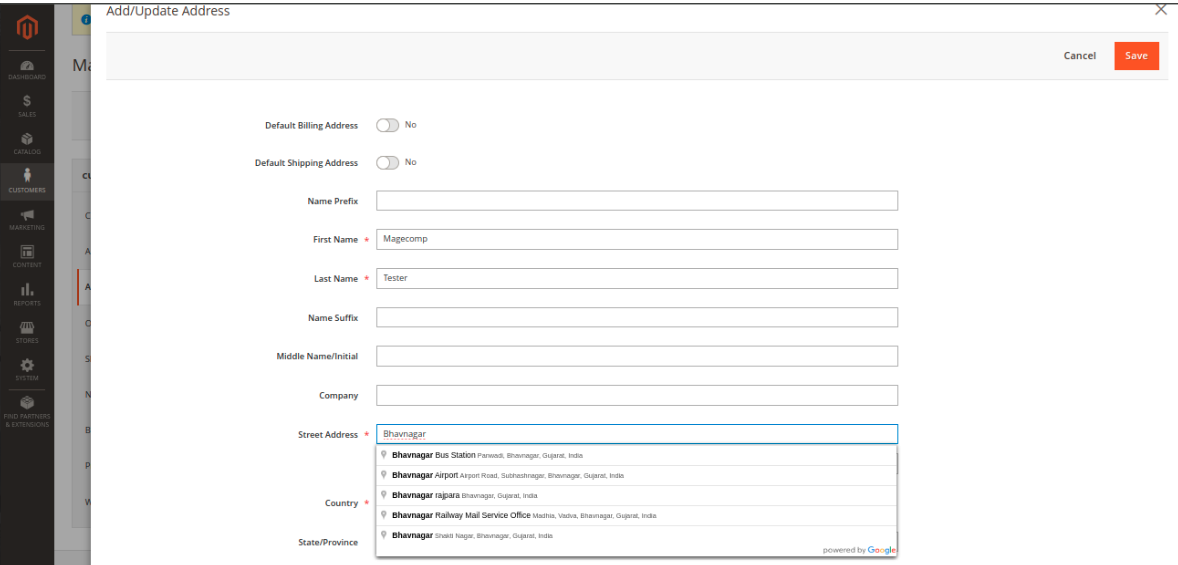 Customer Add or Update Address
